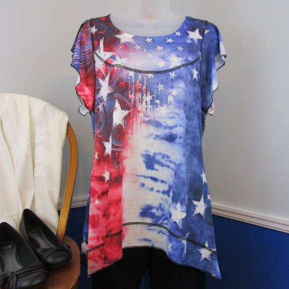 👚Host Pick👚NWOT Sonoma Patriotic Theme Tunic Top - Picture 1 of 8